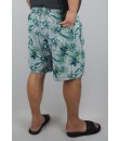 Short Estampado Elastano Plus Size Grande Bermuda floral Cinza Verde